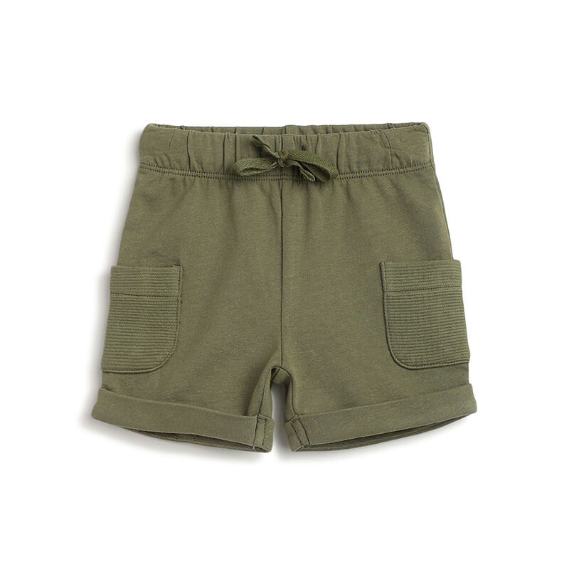 Boys Medium Green Solid Shorts image number 0